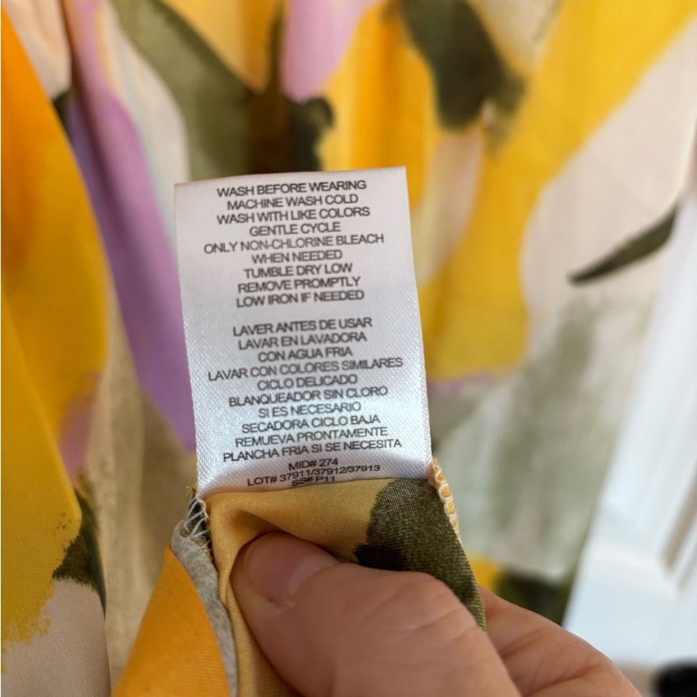 NWOT French Connection  Abstract Watercolor Belted Satin Shirt Dress - M and XL - Picture 11 of 11